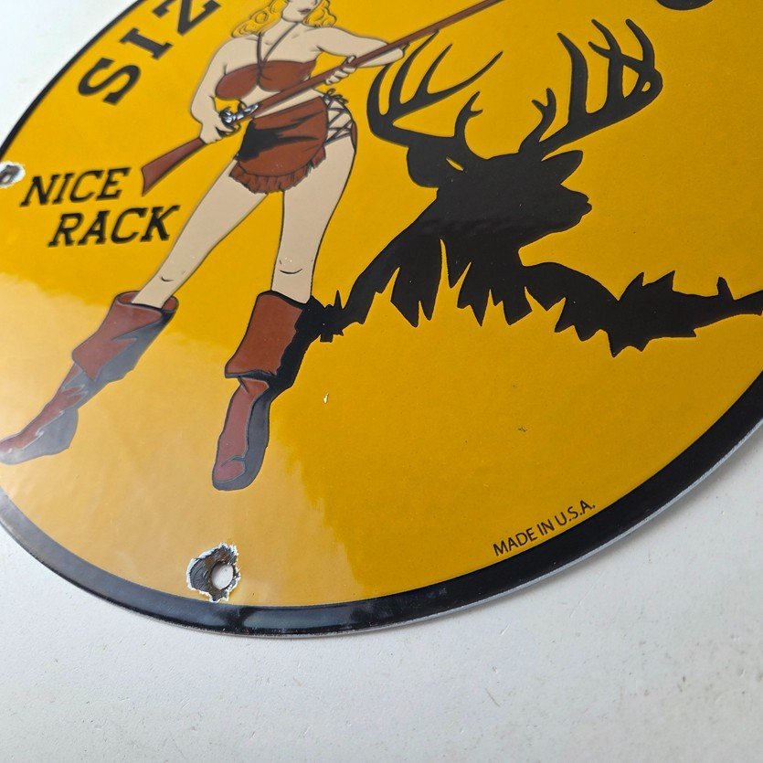 Vintage Browning Rifles Sign - Size Matters Deer Hunting Guns Porcelain Gas Sign - Image 14