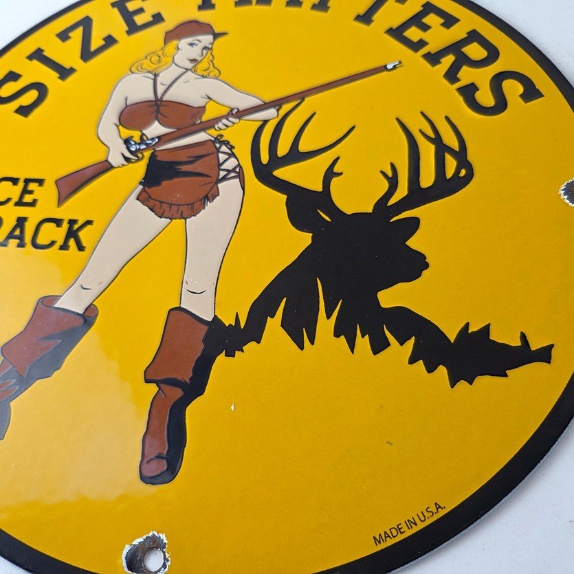 Vintage Browning Rifles Sign - Size Matters Deer Hunting Guns Porcelain Gas Sign - Image 4