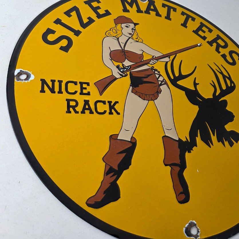 Vintage Browning Rifles Sign - Size Matters Deer Hunting Guns Porcelain Gas Sign - Image 6