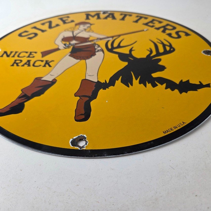 Vintage Browning Rifles Sign - Size Matters Deer Hunting Guns Porcelain Gas Sign - Image 10