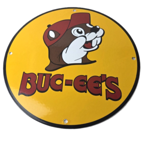 Vintage Buc-ee's Sign - Bucee Beaver Gas Service Station Pump Porcelain Sign