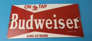 Vintage Budweiser Sign Beer Adult Beverage Anheuser Busch Porcelain Sign 305897699845