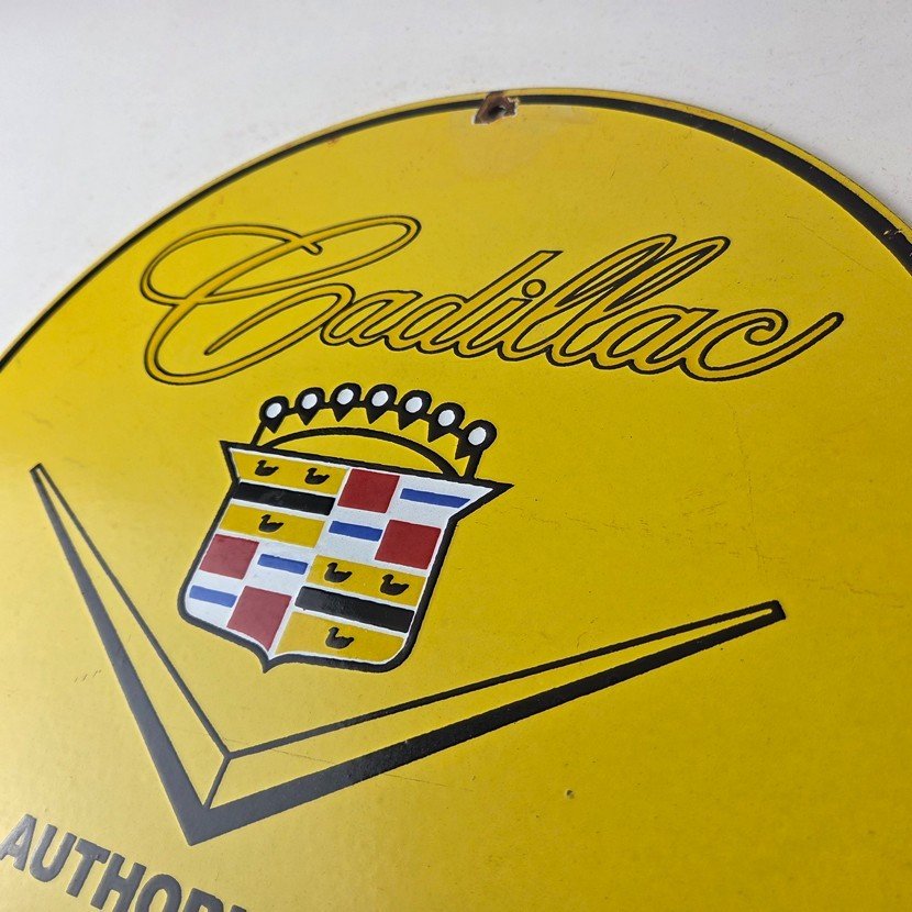 Vintage Cadillac Service Sign - Gas Dealership Sales Automobiles Porcelain Sign - Image 12