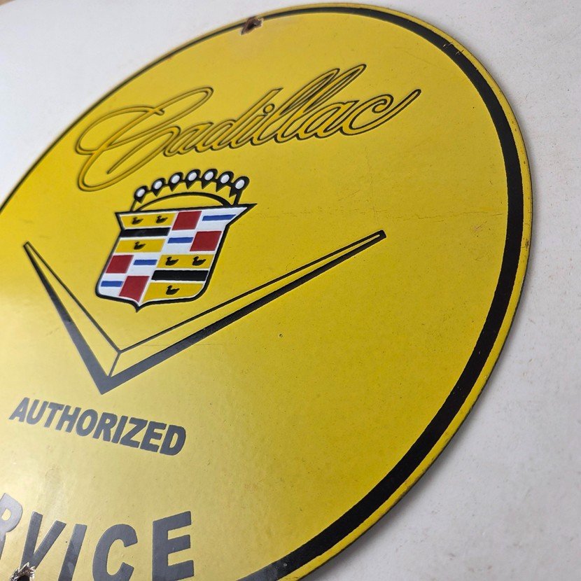 Vintage Cadillac Service Sign - Gas Dealership Sales Automobiles Porcelain Sign - Image 13