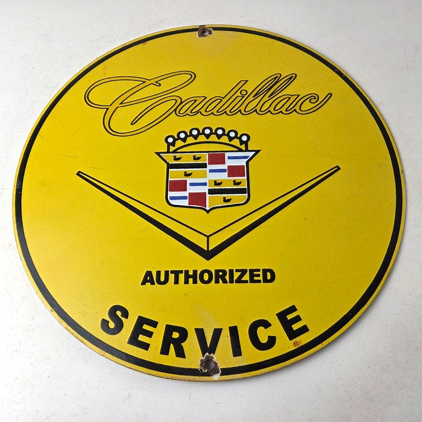 Vintage Cadillac Service Sign - Gas Dealership Sales Automobiles Porcelain Sign - Image 15