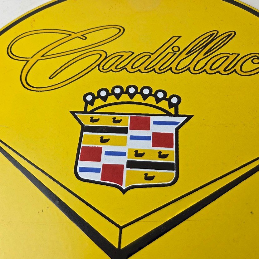 Vintage Cadillac Service Sign - Gas Dealership Sales Automobiles Porcelain Sign - Image 3