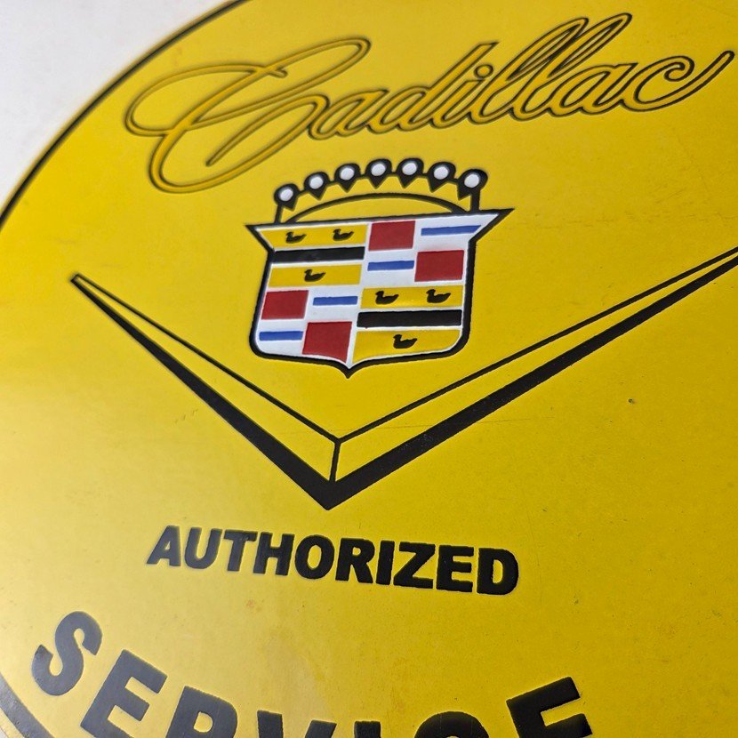 Vintage Cadillac Service Sign - Gas Dealership Sales Automobiles Porcelain Sign - Image 4