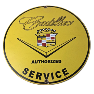 Vintage Cadillac Service Sign - Gas Dealership Sales Automobiles Porcelain Sign