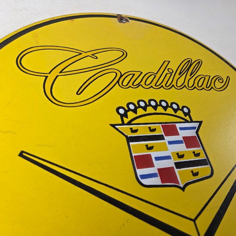 Vintage Cadillac Service Sign - Gas Dealership Sales Automobiles Porcelain Sign - Image 5