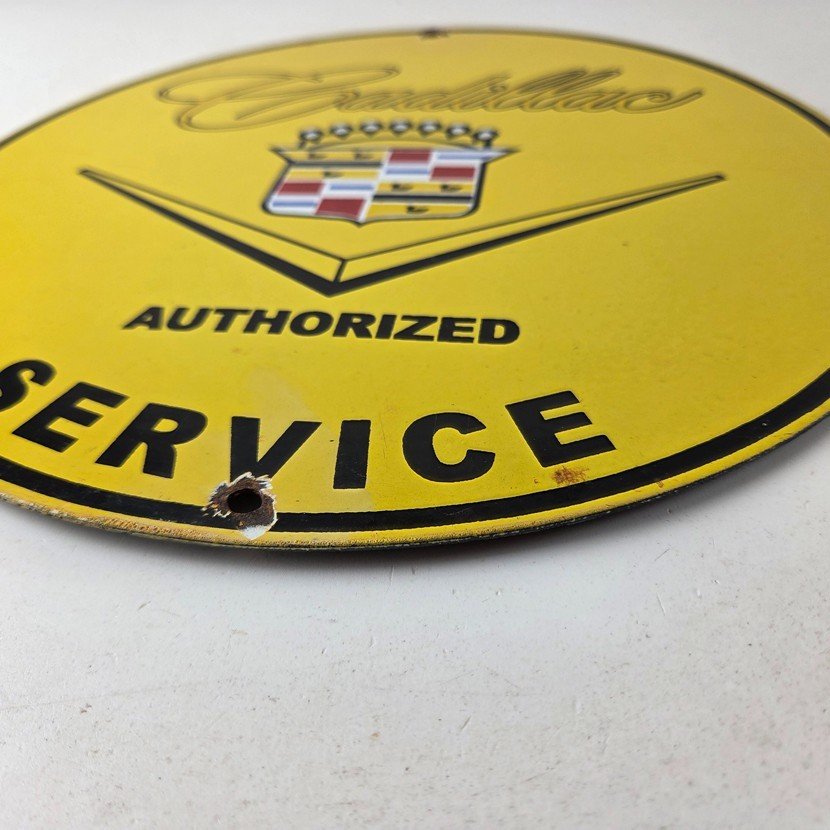 Vintage Cadillac Service Sign - Gas Dealership Sales Automobiles Porcelain Sign - Image 10