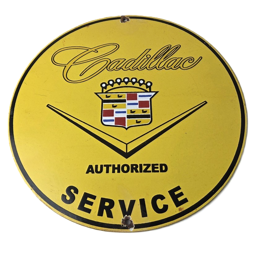 Vintage Cadillac Service Sign - Gas Dealership Sales Automobiles Porcelain Sign