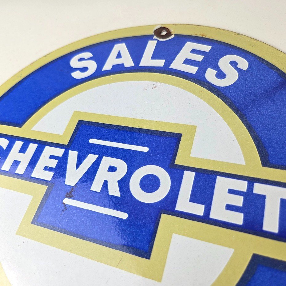 Vintage Chevrolet Sign - Service Dept. Automobile Motors Gas Pump Porcelain Sign - Image 12