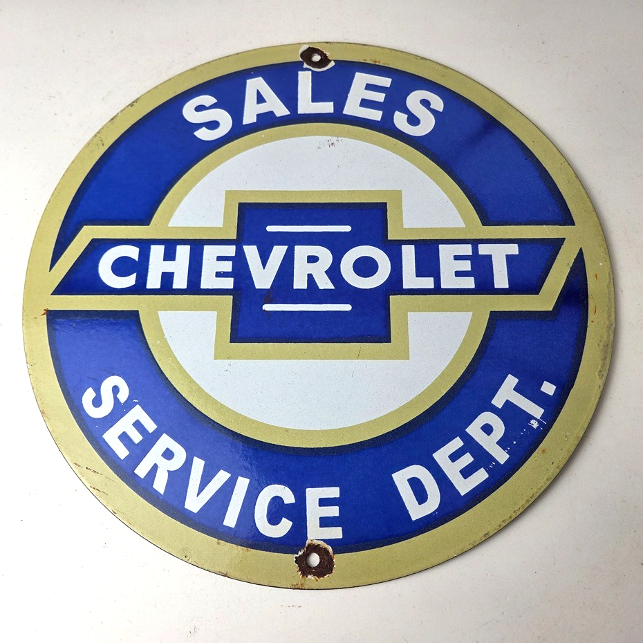 Vintage Chevrolet Sign - Service Dept. Automobile Motors Gas Pump Porcelain Sign - Image 15