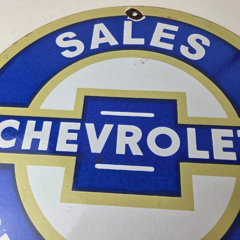 Vintage Chevrolet Sign - Service Dept. Automobile Motors Gas Pump Porcelain Sign - Image 3