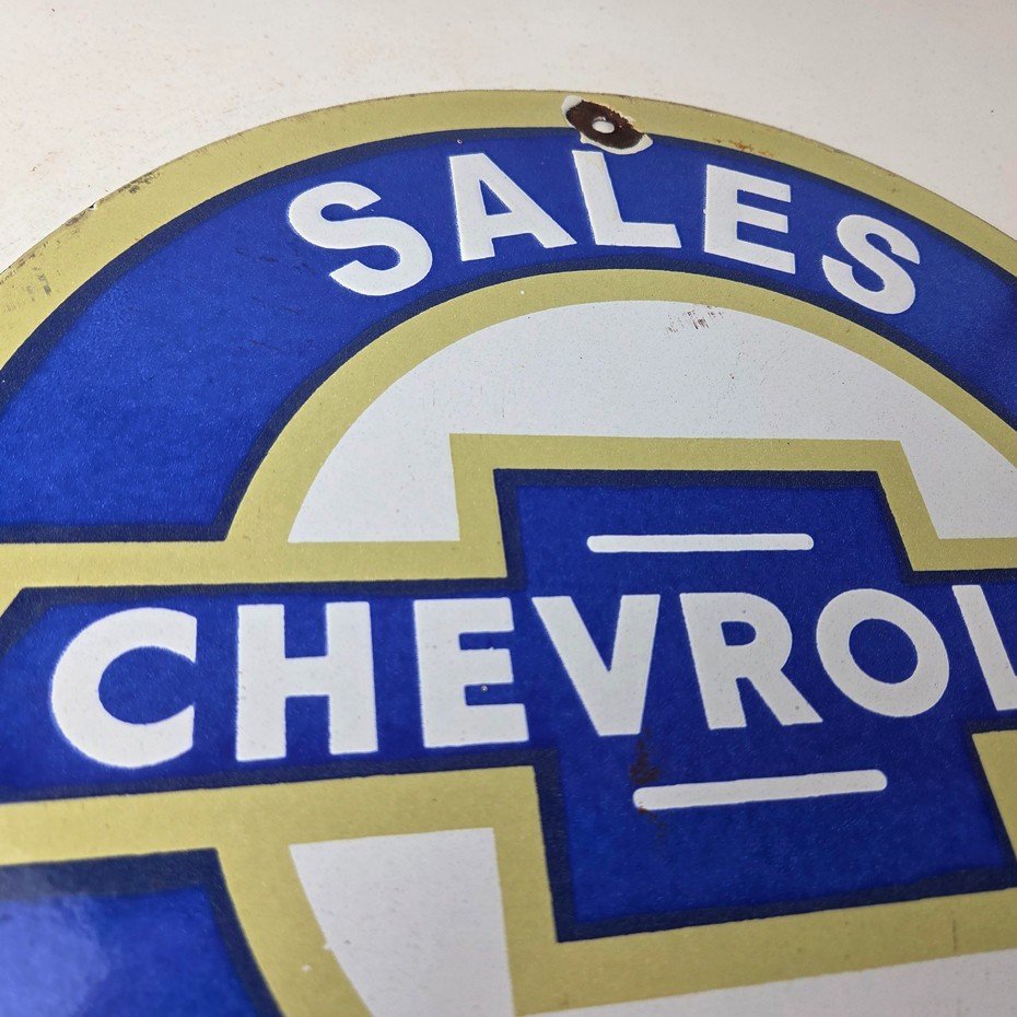 Vintage Chevrolet Sign - Service Dept. Automobile Motors Gas Pump Porcelain Sign - Image 5