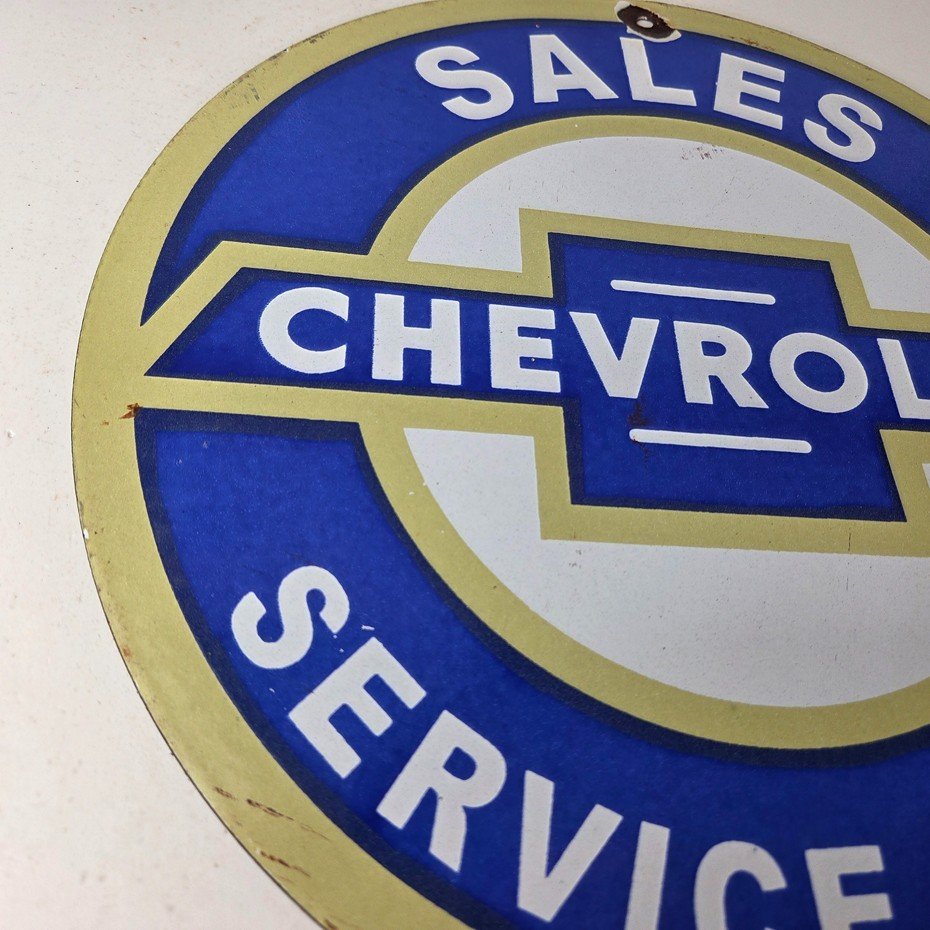 Vintage Chevrolet Sign - Service Dept. Automobile Motors Gas Pump Porcelain Sign - Image 6