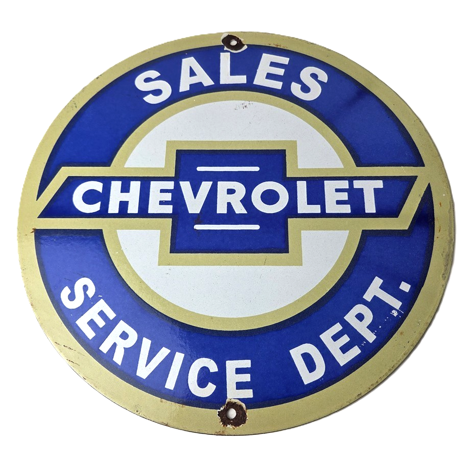 Vintage Chevrolet Sign - Service Dept. Automobile Motors Gas Pump Porcelain Sign