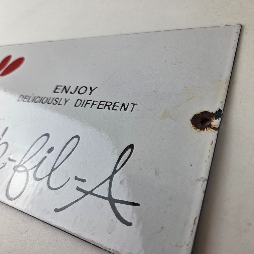 Vintage Chick Fil A Sign - Chicken Fast Food Porcelain Gas Pump Sign - Image 12