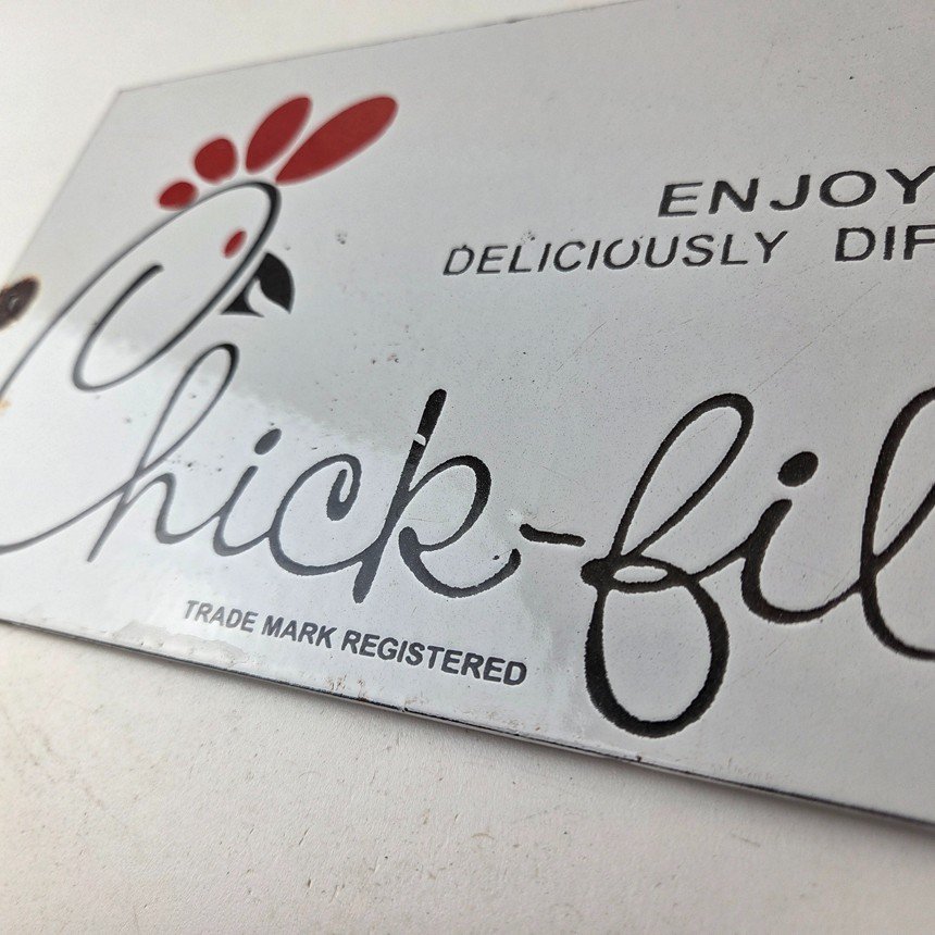 Vintage Chick Fil A Sign - Chicken Fast Food Porcelain Gas Pump Sign - Image 14