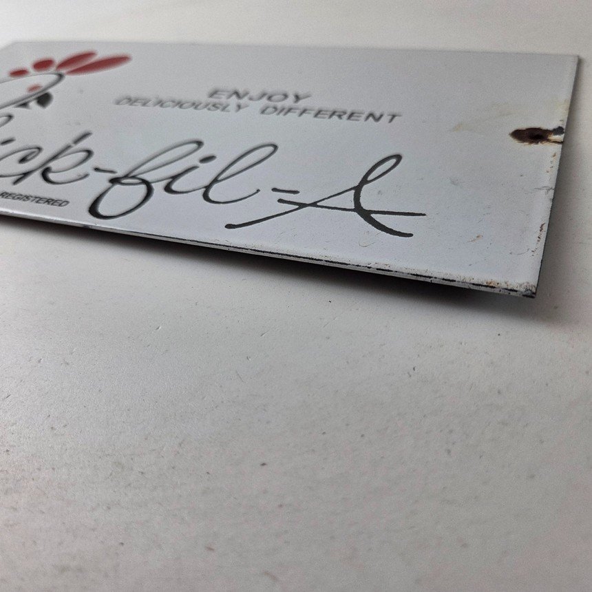 Vintage Chick Fil A Sign - Chicken Fast Food Porcelain Gas Pump Sign - Image 10