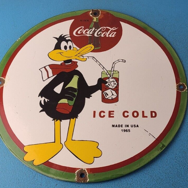 Vintage Coca Cola Porcelain Sign Gas Pump Plate Sign Shop Soda Bottles Sign