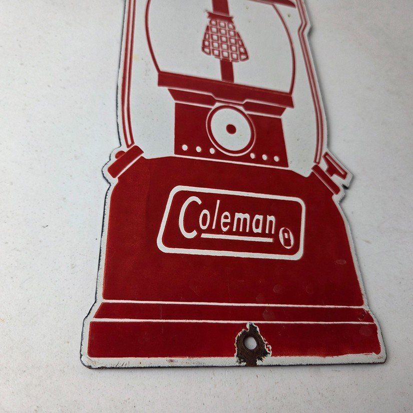 Vintage Coleman Sales Sign - Gas Auto Dealer Service Center Camp Porcelain Sign - Image 11
