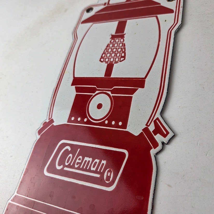 Vintage Coleman Sales Sign - Gas Auto Dealer Service Center Camp Porcelain Sign - Image 13