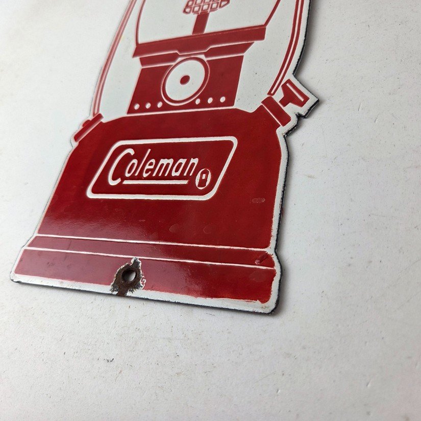 Vintage Coleman Sales Sign - Gas Auto Dealer Service Center Camp Porcelain Sign - Image 14