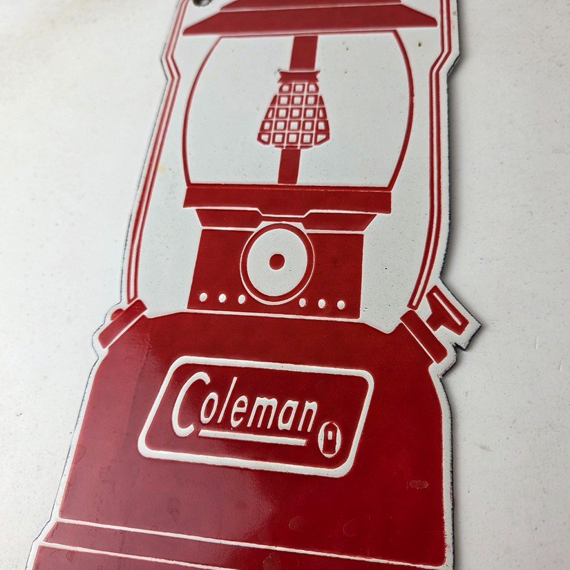 Vintage Coleman Sales Sign - Gas Auto Dealer Service Center Camp Porcelain Sign - Image 4
