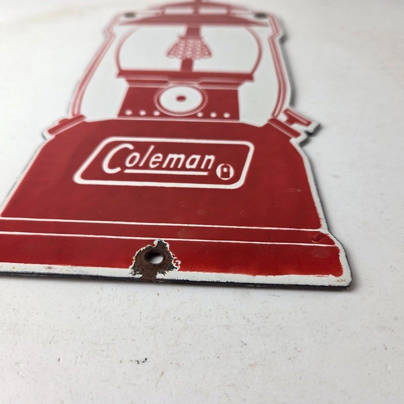 Vintage Coleman Sales Sign - Gas Auto Dealer Service Center Camp Porcelain Sign - Image 10