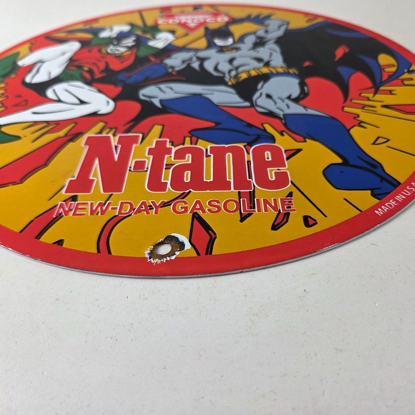 Vintage Conoco Gasoline Porcelain Sign - Batman Robin Comic Gas Pump Sign - Image 10