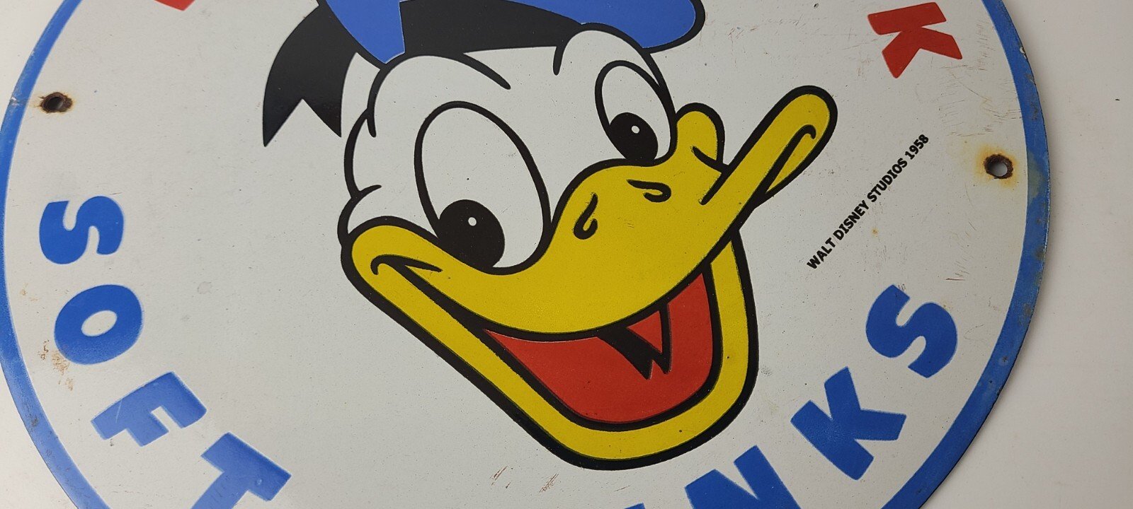 Vintage Donald Duck Soda Porcelain Sign - Drink Beverage Gas Service Sign - Image 4
