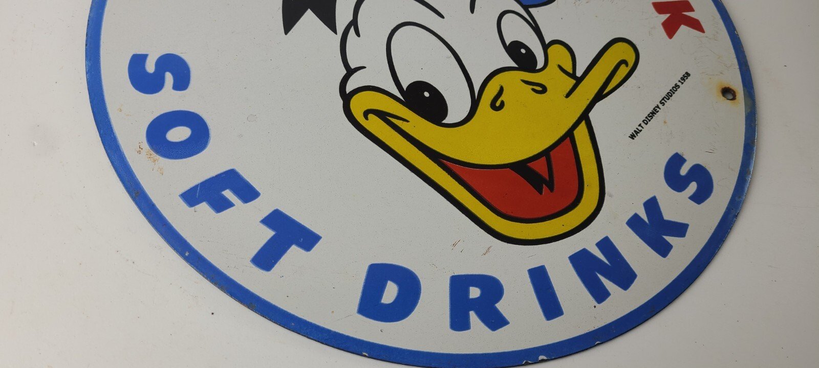 Vintage Donald Duck Soda Porcelain Sign - Drink Beverage Gas Service Sign - Image 7