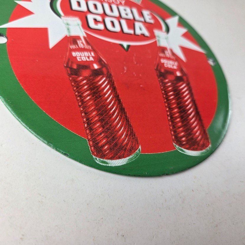 Vintage Double Cola Sign - Soda Cola Beverage Gas Service Station Porcelain Sign - Image 11