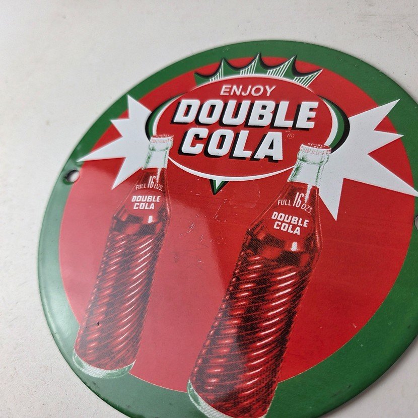 Vintage Double Cola Sign - Soda Cola Beverage Gas Service Station Porcelain Sign - Image 12