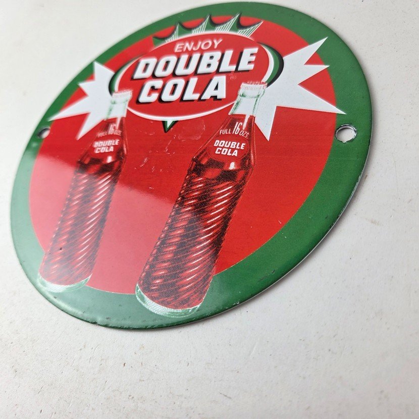 Vintage Double Cola Sign - Soda Cola Beverage Gas Service Station Porcelain Sign - Image 13