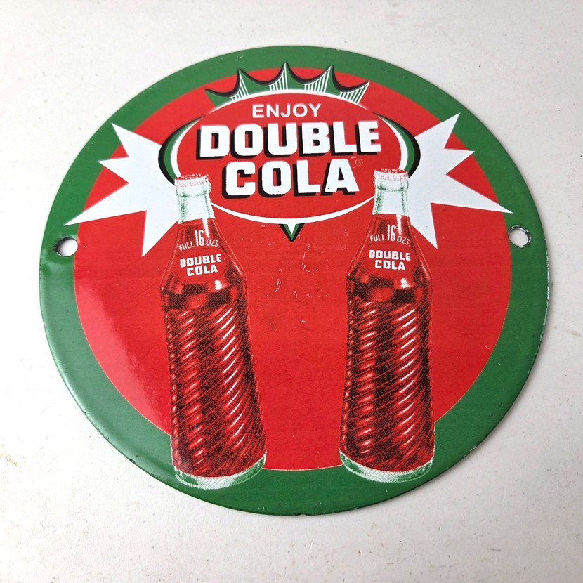 Vintage Double Cola Sign - Soda Cola Beverage Gas Service Station Porcelain Sign - Image 15