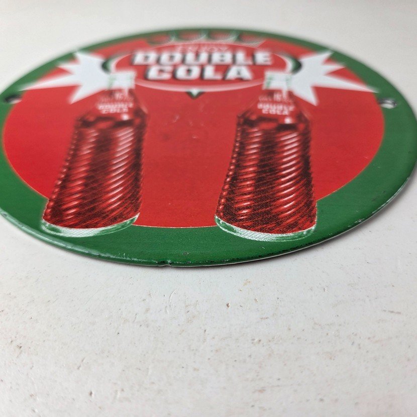 Vintage Double Cola Sign - Soda Cola Beverage Gas Service Station Porcelain Sign - Image 10