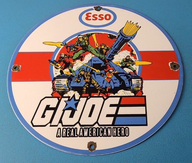 Vintage Esso Gasoline Sign GI Joe Gas Service Station American Porcelain Sign 306072984375