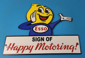 Vintage Esso Gasoline Sign Oil Drop Boy Porcelain Gas Station Pump Sign 305895410555