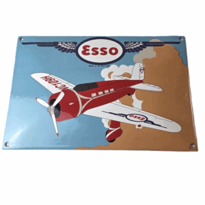 Vintage Esso Gasoline Sign - Porcelain Gas Airplane Aviation Station Pump Sign