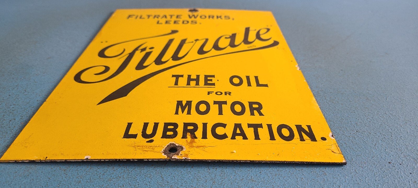 Vintage Filtrate Motor Oil Sign - Gasoline Pump Plate Engine Lube Porcelain Sign - Image 11