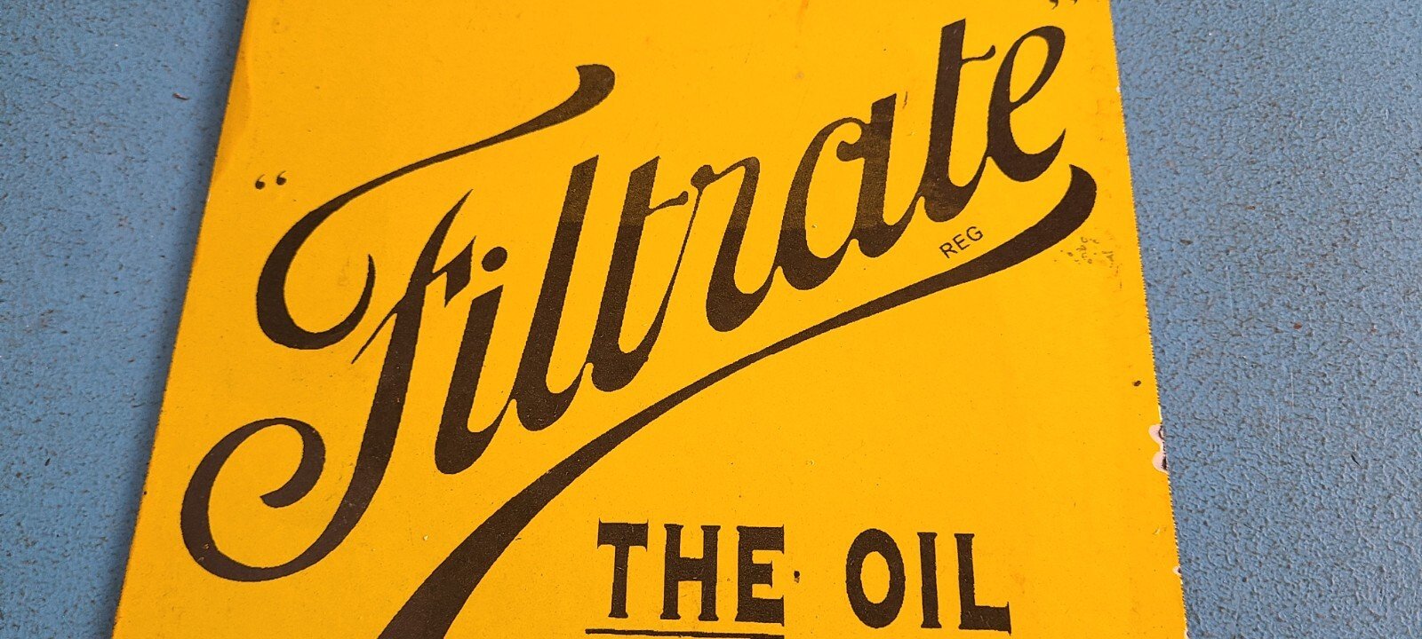 Vintage Filtrate Motor Oil Sign - Gasoline Pump Plate Engine Lube Porcelain Sign - Image 4