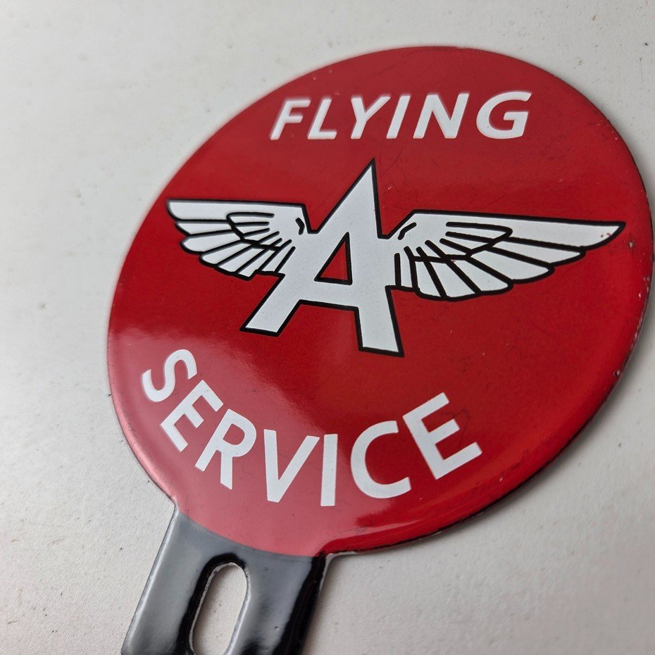 Vintage Flying A Gas Sign Topper - Porcelain License Plate Auto Topper - Image 11