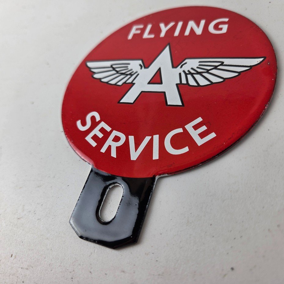 Vintage Flying A Gas Sign Topper - Porcelain License Plate Auto Topper - Image 12