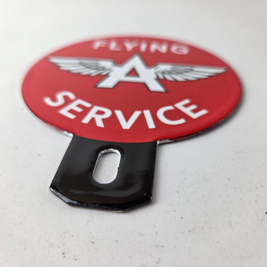 Vintage Flying A Gas Sign Topper - Porcelain License Plate Auto Topper - Image 13
