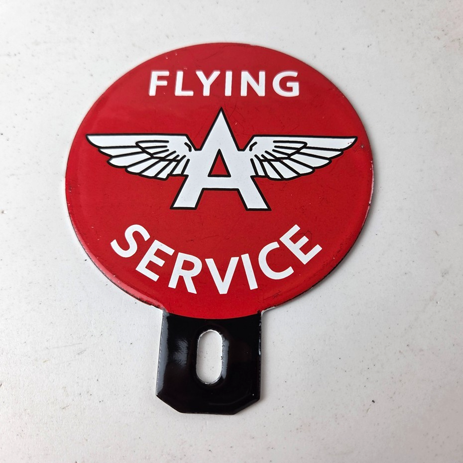 Vintage Flying A Gas Sign Topper - Porcelain License Plate Auto Topper - Image 15