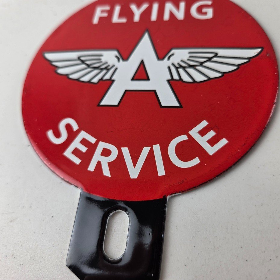 Vintage Flying A Gas Sign Topper - Porcelain License Plate Auto Topper - Image 4