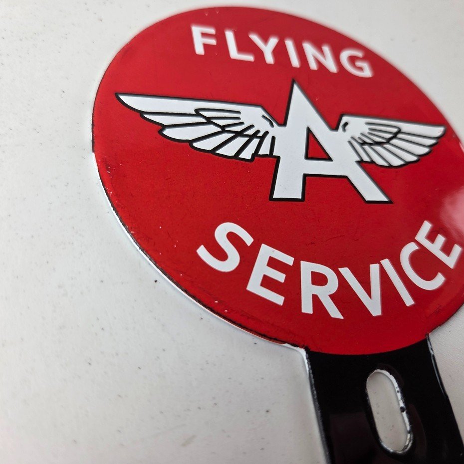 Vintage Flying A Gas Sign Topper - Porcelain License Plate Auto Topper - Image 6