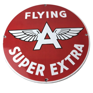 Vintage Flying A Gasoline Sign - Super Extra Aviation Gas Pump Porcelain Sign